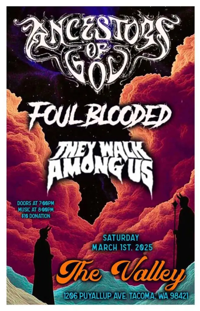 Poster fo Foul Blooded Band Tacoma Show March 1st